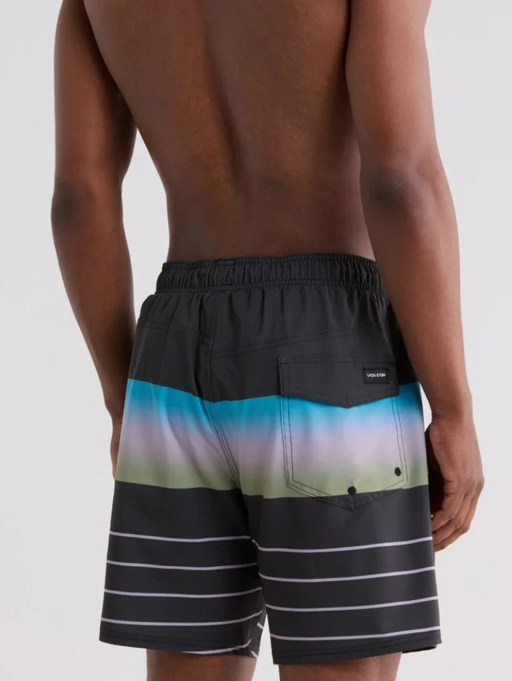 Volcom Men's Black Stripe Swim Trunks